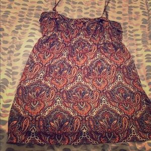 Spaghetti strap J. Crew dress Orange/Blue/White XL